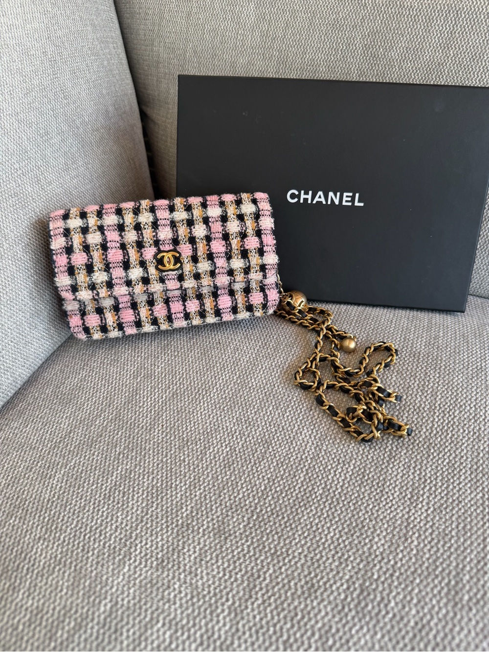 Chanel CC Tweed Pearl Crush Wallet on Chain